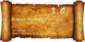 Kapus Olivér névjegykártya