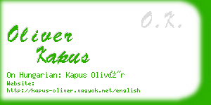 oliver kapus business card